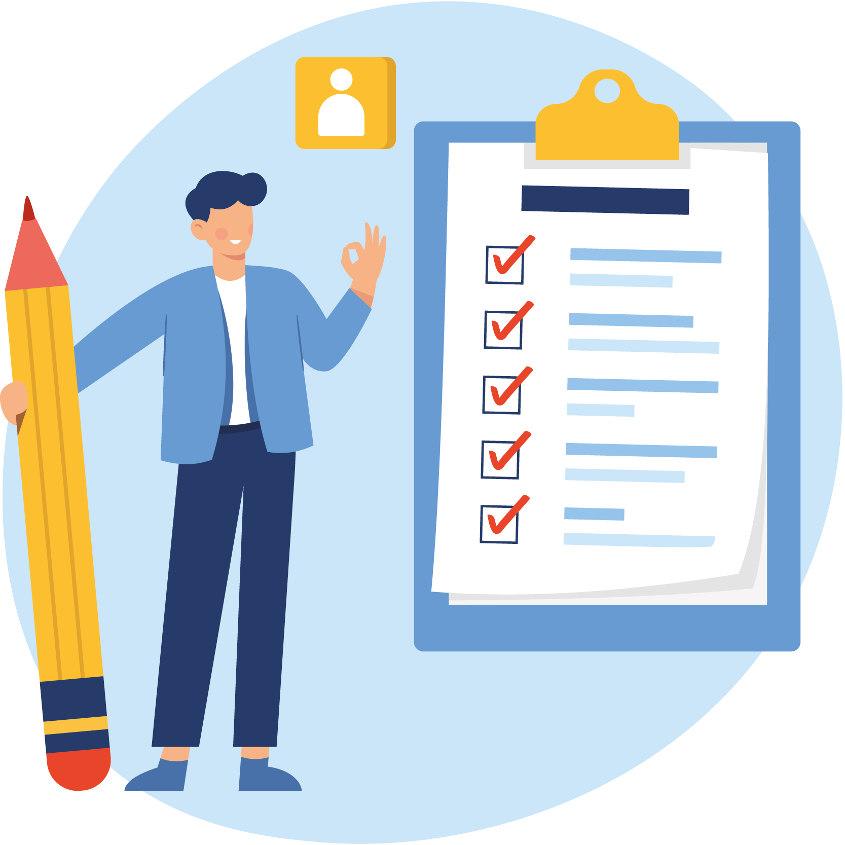 Homme devant checklist